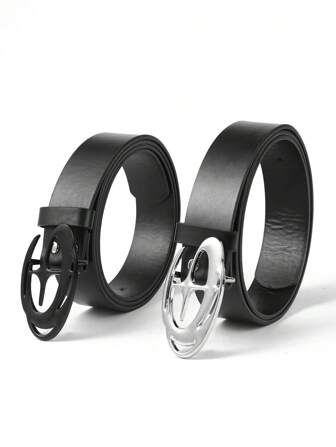 1pc Men's Cross Star Buckle Belt, Fashion Versatile For Youth, Students, Casual Minimalist Style Fall, Autumn, Halloween Autumn-Winter Accessories,Suitable For Teens, Youth,Men,Casual, Outdoor, Athletic, Vacation, Graduation Gifts, Birthday, Daily Wear