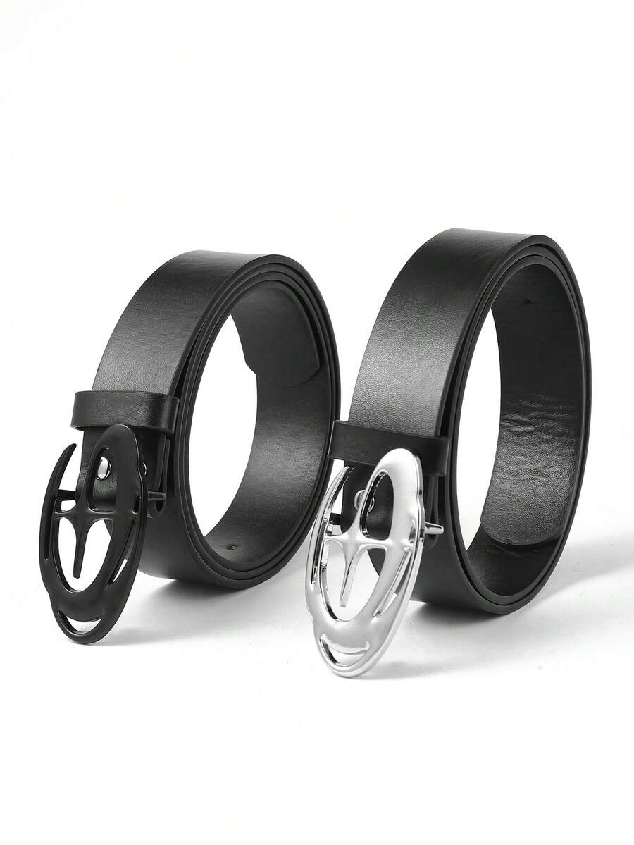 1pc Men's Cross Star Buckle Belt, Fashion Versatile For Youth, Students, Casual Minimalist Style Fall, Autumn, Halloween Autumn-Winter Accessories,Suitable For Teens, Youth,Men,Casual, Outdoor, Athletic, Vacation, Graduation Gifts, Birthday, Daily Wear - A - View 1