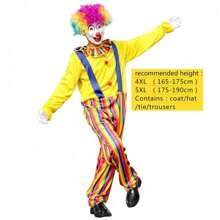 Halloween Weihnachten Outdoor Party Event Erwachsenen Clown Kostüm Bühnen-Make-up Ball Performance Kostüm Männer und Frauen Kleidung Set, verschiedene Stile des fröhlichen Clown Kostüms, Erwachsenen lustiges Rollenspiel Clown Set, nur Kleidung, keine Requisiten Bunte Perücken/Masken/Handschuhe/Schuhe