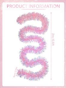 3Pcs Christmas Tinsel Garland, Pink Tinsel Garland, Metallic Twist Tree Decoration, Pink Glittering Decoration Metallic Garland, For Xmas, New Year, Home Decor, Birthday, Weddings, Halloween, Christmas, Party Decorations, Indoor Outdoor Party Supplies