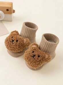 2 双婴儿幼儿可爱熊春秋新款毛绒防滑圆点抓地短袜，舒适保暖透气，多种颜色可选，适合居家、日常穿着、聚会 - 彩色 - 查看 4