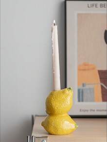 1 件现代简约创意水果形陶瓷烛台、桌面装饰、摄影道具、礼物 - 彩色 - 查看 3