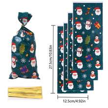50pcs Christmas Element Printed OPP Gift Packaging Bags, Snack Candy Flat Pouch, Bakery Cookies Sealing Bags With Twist Ties Christmas Christmas Decorations Christmas Pajamas Christmas Gifts Christmas Decor - Multicolor - View 2