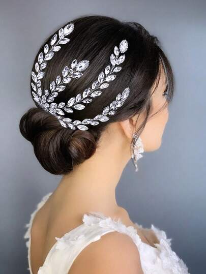 Elegant Women's Crystal Headpiece, Sparkling Crystal Leaf Bridal Hair Clip, Wedding Party Hair Accessory