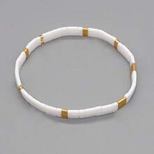 1条复古波西米亚风黑白串珠手链，高端简约弹力设计，可叠戴，撞色设计，情侣手链，闺蜜手链，女士手链，白色叠戴，时尚日常搭配/奢华礼品之选，生日礼物，家庭礼物，情侣礼物，女士礼物，最佳礼物 - 彩色 - 查看 16