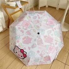 Sanrio 1PC Sanrio Cartoon Hello Kitty, Kulomi Transparent Folding Umbrella, A Must-Have Decoration For Rainy Days. Non Automatic Parachute And Large Face Hello Kitty Automatic Version, Thick And Rain Resistant, Lightweight, Compact And Easy To Carry A Must-Have For The Whole Year