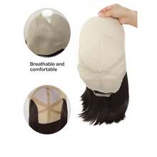 女士棒球帽假发，18 英寸和 26 英寸长直发，合成假发耐热纤维，适合休闲服装和头饰 | 时尚假发帽 | 可调节帽檐帽