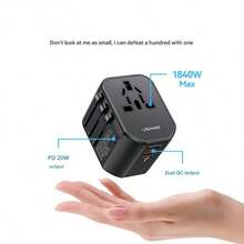 Bộ chuyển đổi du lịch đa năng Usams 20W, Bộ sạc đa năng, Bộ chuyển đổi quốc tế phù hợp với hơn 200 quốc gia, Bộ chuyển đổi nguồn, Phích cắm điện, Bộ sạc tường, Bộ chuyển đổi nguồn AC có sạc USB kép - Phích cắm loại C của EU (220-240V) - Xem 5