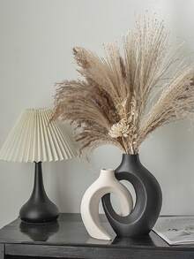 2 pezzi Set di vasi decorativi con ghirlanda floreale moderna, stile minimalista bianco creativo, adatti per soggiorno, ingresso, libreria, mensola del camino, decorazione centrale - Multicolore - Visualizzare 4