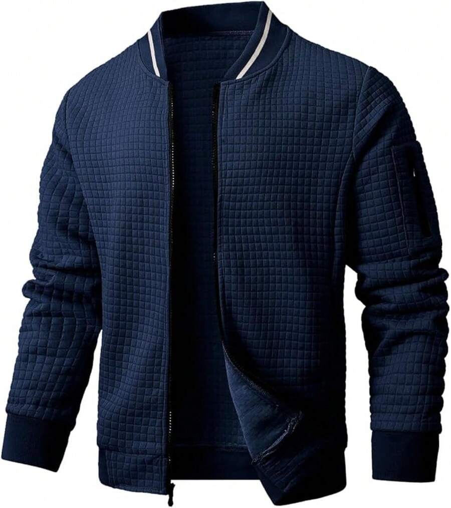 Mens Casual Lightweight CoatChristmas MQ4K - 藍色 - 查看 1