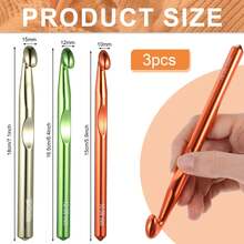 1/3pcs Large Crochet Hook, 15mm 12mm 10mm Aluminum Crochet Big Huge Crochet Hooks For Chunky Yarn Crochet Needles Big Standard Size Crochet Hooks