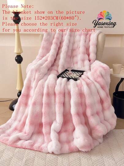 1ชิ้น ผ้าห่มขนกระต่าย นุ่มสบาย ย้อมสีชมพู ขนาดควีน/เดี่ยว/ควีนไซส์ ผ้าห่มขนนุ่มฟูหรูหรา สำหรับที่นอน ห้องนั่งเล่น ขนาดควีน/เดี่ยว/ควีนไซส์