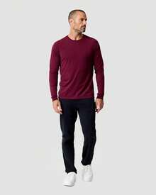 INTO AM Long Sleeve Tee Shirts Men S-XL - Men's Longsleeve Casual Work-Shirts - Non-branded - Dark Maroon - View 4