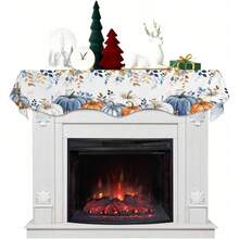 1 Stück blau-orange Kürbis Herbst Kaminsims Schal Abdeckung, Thanksgiving botanische Blätter Kaminsims Schals Kaminsims Regal Tischläufer für saisonale Feiertagsparty Heim Dekorationen