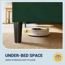 Allewie Full/Queen/King Size Velvet Platform Bed Frame With Vertical Tufted Wingback Headboard, Easy Assembly, Under Bed Storage, No Box Spring Required, Modern Style, Green - 綠色 - 查看 6