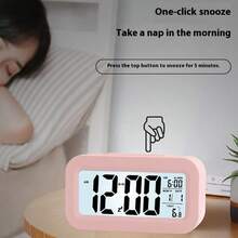 1pc Student Alarm Clock, Electronic Digital Desk Clock, Smart Multifunctional Clock With LED Backlight, Temperature, Calendar For Kitchen Timer Home Decor Room Decor