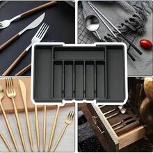 1pc Expandable Cutlery Tray, Plastic Silverware Organizer Drawer, Adjustable Utensil Holder With Large Capacity For Kitchen - Multicolor - View 3