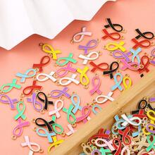 10/30/50 buc Pandantiv din aliaj de zinc cu panglică de satin cu o singură față, potrivit pentru brățări DIY de conștientizare a cancerului de sân, coliere, brelocuri, accesorii de bijuterii