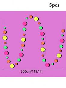 1 pieza Guirnalda de papel fluorescente que brilla en la oscuridad con puntos UV, decoraciones de fiesta neón reactivas a la luz negra, para fiestas, bodas, cumpleaños, bares y decoración de fondo - Multicolor - Ver 7