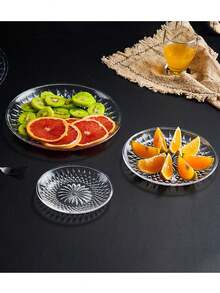 1/5 Stücke Acryl Prägung Kristall Obstplatte, kreative kleine zarte Haushalt Dessert Kuchen Snack Präsentationsplatte, Süßigkeitenschale, Kuchenteller, geeignet für den täglichen Gebrauch, geeignet für Snacks und Obst, vielseitig einsetzbar für Teegesellschaften und Dekorationen, geeignet für Cupcakes, Donuts, Obst, Küche, Weihnachtsgeschenk