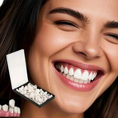 50 piezas Kit de reemplazo temporal de dientes, carillas de blanqueamiento dental, simple y conveniente, adecuado para todas las formas de dientes, aumenta la confianza y el atractivo de la sonrisa