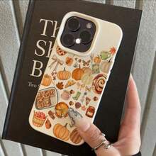 1 pieza Funda de teléfono de material TPU con patrón de elemento de ambiente de Acción de Gracias de cosecha de otoño, compatible con iPhone/teléfonos, resistente al agua, a los golpes, a las caídas y a los arañazos - Blanco - Ver 3