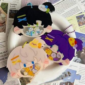 Cute Cartoon Love And Deepspace Shake Keychain Acrylic Dress Up Bag Pendent Car Keyring Gifts