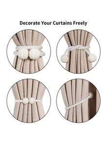 4 件套磁性窗帘系带，带仿珍珠装饰 - 经典涤纶绳窗帘钩，适用于家居装饰/客厅/卧室/厨房/酒店/汽车旅馆/公寓/宿舍/学校 - 彩色 - 查看 7