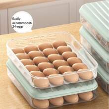 1PC自动翻盖鸡蛋收纳盒冰箱侧门储物架厨房专用鸡蛋托收纳工具冷冻饺子盒水果收纳盒塑料储物盒