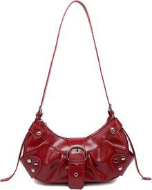 Bolso de hombro de mujer estilo Y2K, bolso de mano pequeño con asa superior y bolso de axila - 2309-rojo - Ver 1