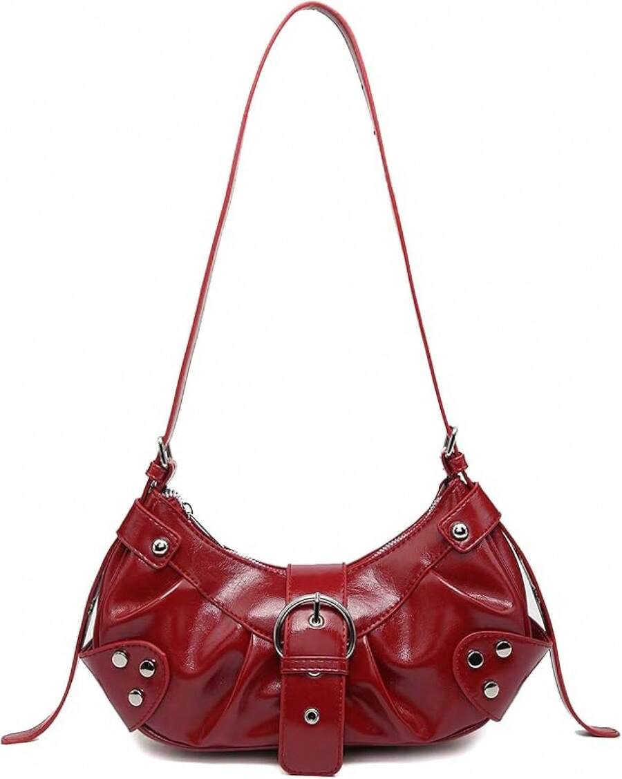 Bolso de hombro de mujer estilo Y2K, bolso de mano pequeño con asa superior y bolso de axila - 2309-rojo - Ver 1