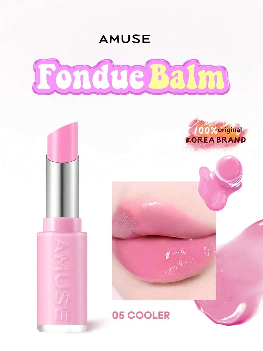 AMUSE FONDUE BALM 05 清凉亮泽唇膏，持久显色，固体唇釉，轻轻一抹即可打造亮泽妆效，滋润保湿，温和配方，韩国化妆品，3.2克/0.11盎司