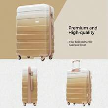 MERAX Luggage Sets New Model ABS Hardshell 3pcs  Luggage Hardside Lightweight Durable Suitcase Sets Spinner Wheels Suitcase With TSA Lock 20''24''28''( Tan) - 譚 - 查看 3