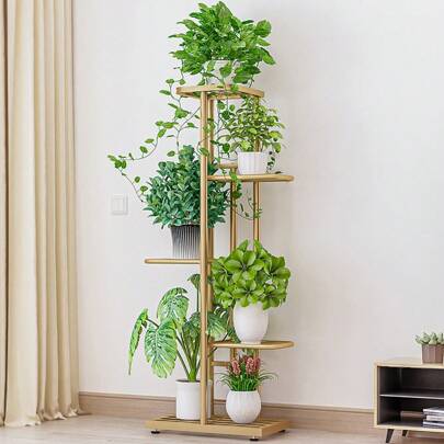 5 Tier Plant Stand Indoor, Multi-Layer Plant Stands For Indoor Plants, Vintage Design Plant Shelf Corner Flower Stand For 6 Plants, Tall Planter Holder Shelf For Home