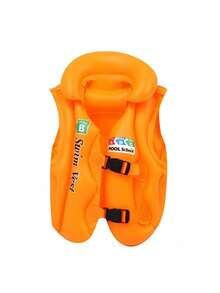 1 件充气 ABC 游泳背心，3 种颜色黄橙蓝浮力辅助游泳夹克便携式充气背心适用于游泳浮潜皮划艇桨划船和其他低冲击水上运动充气浮潜背心浮潜夹克