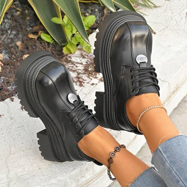 Women's Thick Sole Square Toe Loafers, Casual Everyday Wear