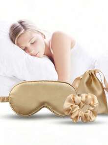 1 件人造丝睡眠眼罩套装、缎面睡眠眼罩、发圈夜间眼罩遮光眼罩、眼罩、婚礼伴娘礼物粉色。丝缎睡眠眼罩、耐磨粉色睡眠眼罩夜间眼罩，男女适用，柔软透气遮光眼罩，适合旅行，婚礼伴娘礼物。 - 彩色 - 查看 3