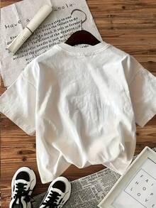 Women's Floral Plant Print T-Shirt - Soft And Comfortable Everyday Top, Loose Round Neck Short Sleeve Shirt, Machine Washable Spring Fashion Casual Wear, Artistic Design  Style, Comfortable Fabric - 預設1 - 查看 2