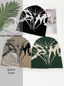 1pc Y2K Jacquard Knit Beanie Hat, Street Fashion Casual Acrylic Knit Hat, Suitable For Autumn/Winter, Halloween Winter Women - A - View 2