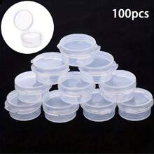 5/10/20/50pcs Sample Transparent Plastic Bottle, 5g Transparent Plastic Button Cap, Mini Q Cover,Small Mini Cosmetic Container Jars Suitable For Nail Art, Jewelry, Powder And Lip Balm
