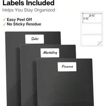 TLL  Plastic Folders With Pockets Black 3 Pack 2 Pocket Poly Folders For School Home Or Office Durable AcidFree Poly Includes Removable Adhesive Labels - màu đen - Xem 4