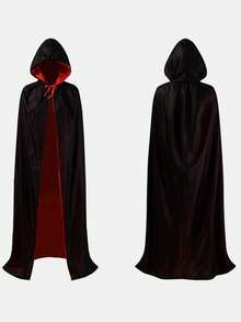 1 件闪亮连帽斗篷，男女通用长袍，适合化妆舞会，中世纪吸血鬼巫师恶魔角色扮演服装道具，万圣节服装 - 黑色 - 查看 5