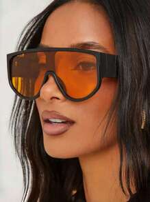 1pc New Vintage Oversized Fashion Glasses, Stylish Colorful Retro Fashion Glasses, Suitable For Daily Wear For Summer Beach Vacation,Outdoor,Travel