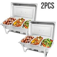 Chafing Dish Buffet Set 2 Pack: 5QT Stainless Steel Chafing Dishes With Stainless Lid & Lid Holder, Quadrate Food Warmers For Parties, Events, Wedding-White - 1/3 2 gói - Xem 1