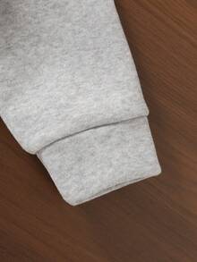 Mädchen Lässiges Blumen Dekor Rundhals Drop-Shoulder Langarm Fleece Sweatshirt Top, Herbst/Winter