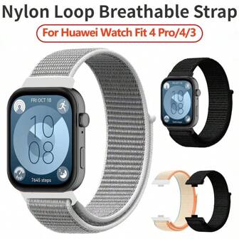 حزام نايلون متوافق مع ساعة هواوي فيت 3 / 4 / 4 برو، سوار ساعة ذكية قابل للتنفس، اكسسوارات سوار خفيف الوزن وراحة