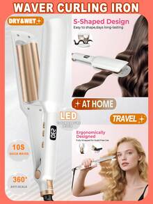 2 Unidades Ferro de Ondular com Íons Negativos - Design Anti-Queimadura, Ondulação Rápida em 10 Minutos, Uso Seco/Úmido, Ondas Grandes Fáceis, Aquecimento Rápido de Alta Potência, Ferramenta de Penteado Conveniente para Mulheres, Voltagem Dupla para Uso Global - Ótimo para Formatura, Aniversário, Feriado, Viagem
