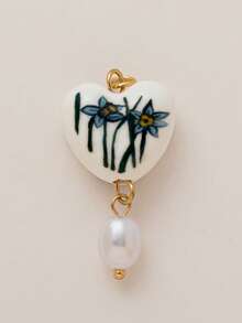 1 件珐琅心形吊坠，花朵图案代表出生十二个月，珍珠吊坠，适合 DIY 项链、手链、耳环、钥匙扣、包链，电镀 18K 金，女士珠宝配饰，DIY 配饰 - 白色 - 查看 11