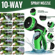 Garden Hose 50-Foot And 100-Foot Water Hose With 10-Mode Nozzles, Including 3 Waterproof Gaskets, Hooks, Straight Gun Heads, Waterproof Raw Material Tape, Super Flexible Hose With Outdoor Light, Knot-Free High-Pressure Flat Hose, Brass Tube, Suitable For Courtyard Lawn Car Washing - 黑色-50FT - 查看 2