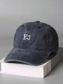 1 件时尚百搭可爱卡通猫刺绣棒球帽，复古水洗牛仔男女通用棒球帽，春季 - A - 查看 11